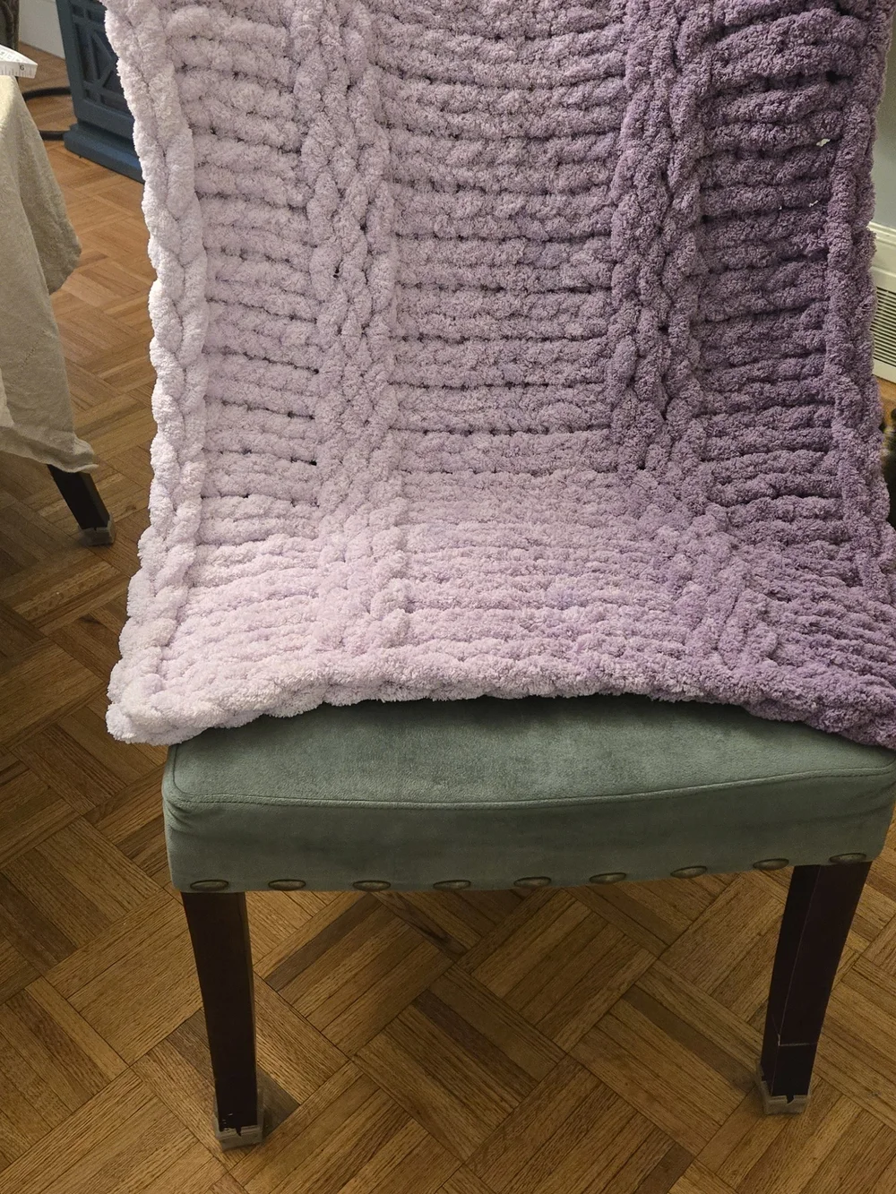 Plush Handmade/HandKnit Lavender Baby Blanket